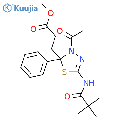 1,3,4-Thiadiazole-2-propanoic acid,3-acetyl-5-[(2,2-dimethyl-1-oxopropyl)amino]-2,3-dihydro-2-phenyl-,methyl ester structure