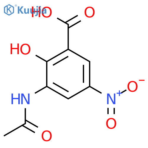 Benzoic acid, 3-(acetylamino)-2-hydroxy-5-nitro- structure