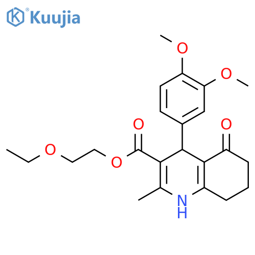 2-ethoxyethyl 4-(3,4-dimethoxyphenyl)-2-methyl-5-oxo-1,4,5,6,7,8-hexahydroquinoline-3-carboxylate structure