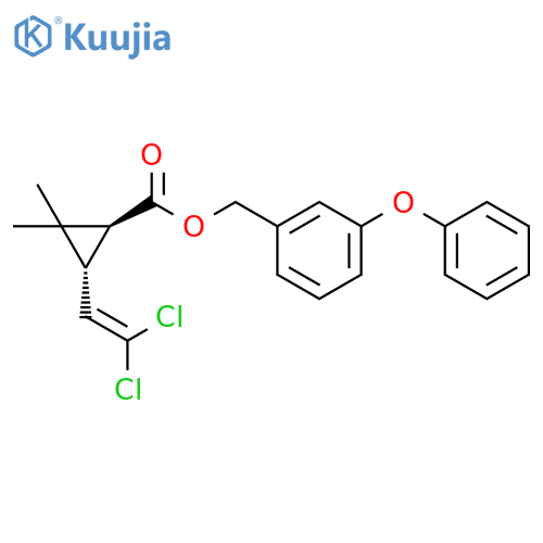 Cyclopropanecarboxylicacid, 3-(2,2-dichloroethenyl)-2,2-dimethyl-, (3-phenoxyphenyl)methyl ester,(1S,3R)- structure