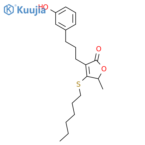2(5H)-Furanone, 4-(hexylthio)-3-[3-(3-hydroxyphenyl)propyl]-5-methyl- structure