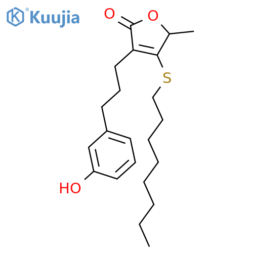 2(5H)-Furanone, 3-[3-(3-hydroxyphenyl)propyl]-5-methyl-4-(octylthio)- structure