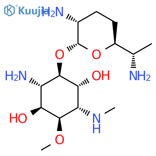 L-chiro-Inositol,4-amino-1,4-dideoxy-3-O-(2,6-diamino-2,3,4,6,7-pentadeoxy-b-L-lyxo-heptopyranosyl)-6-O-methyl-1-(methylamino)- structure