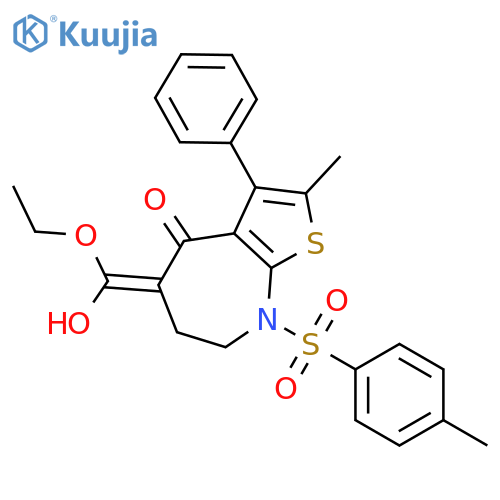 Ethyl 4-hydroxy-2-methyl-8-(4-methylphenyl)sulfonyl-3-phenyl-6,7-dihydrothieno[2,3-b]azepine-5-carboxylate structure