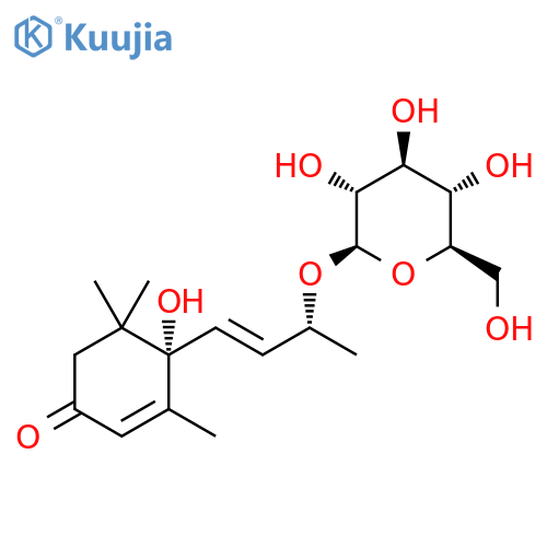 2-Cyclohexen-1-one,4-[(1E,3R)-3-(&acirc;-Dglucopyranosyloxy)- 1-butenyl]-4-hydroxy-3,5,- 5-trimethyl-,(4S)- structure