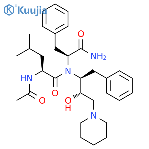L-Phenylalaninamide,N-acetyl-L-leucyl-N-[(1S,2S)-2-hydroxy-1-(phenylmethyl)-3-(1-piperidinyl)propyl]- structure