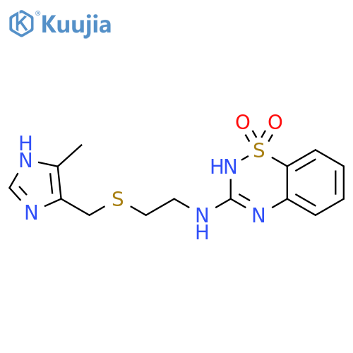 2H-1,2,4-Benzothiadiazin-3-amine,N-[2-[[(5-methyl-1H-imidazol-4-yl)methyl]thio]ethyl]-, 1,1-dioxide structure