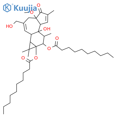 (1aR,1bS,4aR,7aS,7bS,8R,9R,9aS)-7b-hydroxy-3-(hydroxymethyl)-4a-methoxy-1,1,6,8-tetramethyl-5-oxo-1,1a,1b,4,4a,5,7a,7b,8,9-decahydro-9aH-cyclopropa[3,4]benzo[1,2-e]azulene-9,9a-diyl didecanoate structure