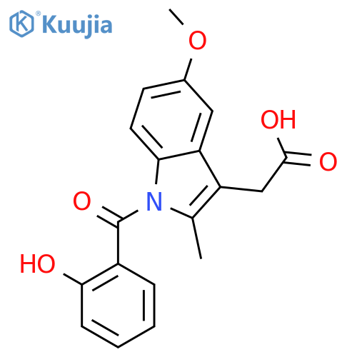 [1-(2-hydroxybenzoyl)-5-methoxy-2-methyl-1H-indol-3-yl]acetic acid structure