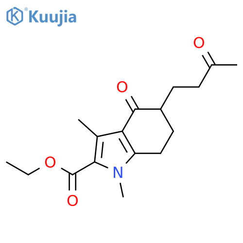 ethyl 1,3-dimethyl-4-oxo-5-(3-oxobutyl)-4,5,6,7-tetrahydro-1H-indole-2-carboxylate structure