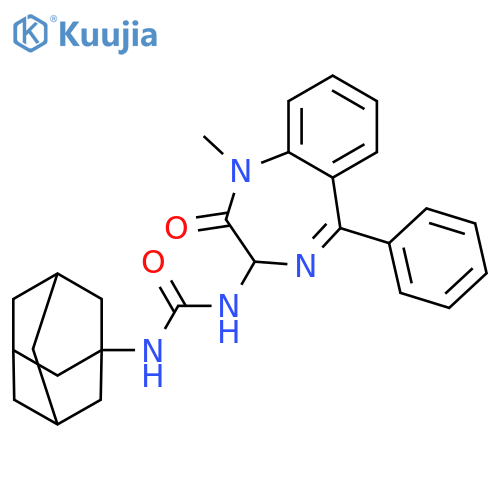 1-(adamantan-1-yl)-3-(1-methyl-2-oxo-5-phenyl-2,3-dihydro-1H-1,4-benzodiazepin-3-yl)urea structure