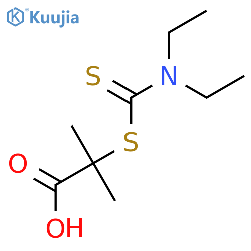 Propanoic acid, 2-[[(diethylamino)thioxomethyl]thio]-2-methyl- structure