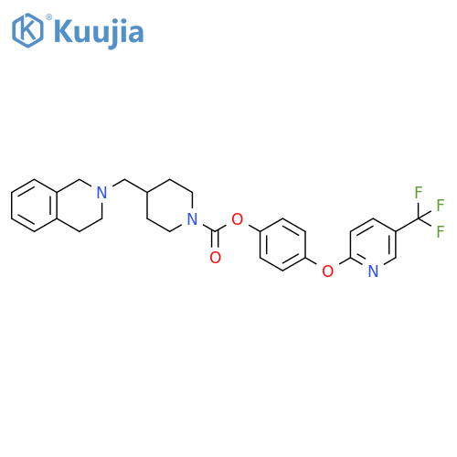 1-Piperidinecarboxylic acid,4-[(3,4-dihydro-2(1H)-isoquinolinyl)methyl]-,4-[[5-(trifluoromethyl)-2-pyridinyl]oxy]phenyl ester structure