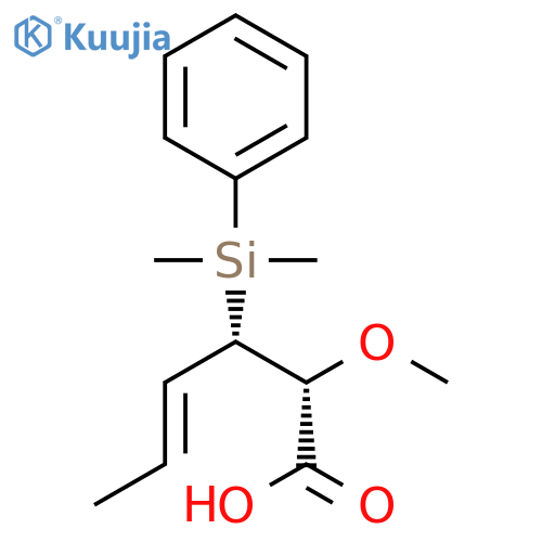 4-Hexenoic acid, 3-(dimethylphenylsilyl)-2-methoxy-, (2R,3S)-rel- structure