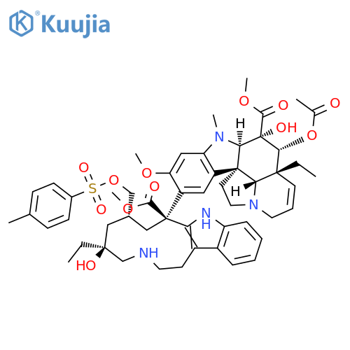 Aspidospermidine-3-carboxylic acid, 4-(acetyloxy)-6,7-didehydro-15-[(5S,7R,9S)-5-ethyl-1,2,3,4,5,6,7,8,9,10-decahydro-5-hydroxy-9-(methoxycarbonyl)-7-[[[(4-methylphenyl)sulfonyl]oxy]methyl]azacycloundecino[5,4-b]indol-9-yl]-3-hydroxy-16-methoxy-1-methyl-, methyl ester, (2β,3β,4β,5α,12R,19α)- structure