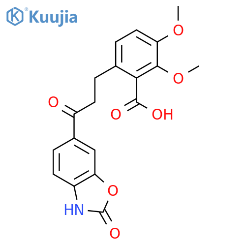 2,3-dimethoxy-6-[3-oxo-3-(2-oxo-2,3-dihydro-1,3-benzoxazol-6-yl)propyl]benzoic acid structure