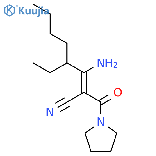 Pyrrolidine, 1-[(2Z)-3-amino-2-cyano-4-ethyl-1-oxo-2-octenyl]- structure