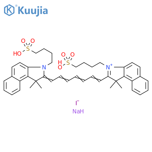 1H-Benz[e]indolium,2-[7-[1,3-dihydro-1,1-dimethyl-3-(4-sulfobutyl)-2H-benz[e]indol-2-ylidene]-1,3,5-heptatrien-1-yl]-1,1-dimethyl-3-(4-sulfobutyl)-,iodide, sodium salt (1:1:1) structure