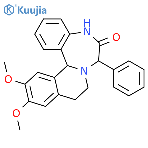 12,13-dimethoxy-7-phenyl-5,9,10,14b-tetrahydroisoquino[2,1-d][1,4]benzodiazepin-6(7H)-one structure