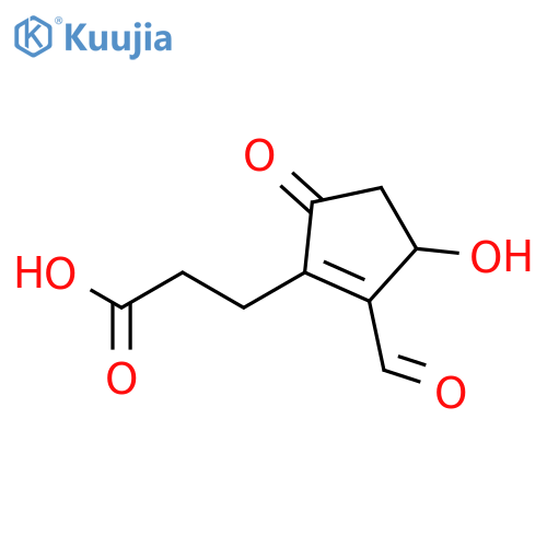 1-Cyclopentene-1-propanoic acid, 2-formyl-3-hydroxy-5-oxo- structure