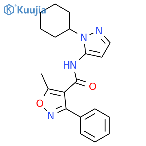 N-(1-cyclohexyl-1H-pyrazol-5-yl)-5-methyl-3-phenyl-1,2-oxazole-4-carboxamide structure