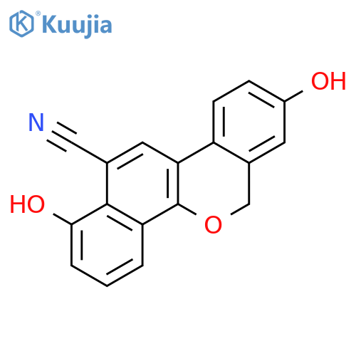 6H-Benzo[d]naphtho[1,2-b]pyran-12-carbonitrile, 1,8-dihydroxy- structure