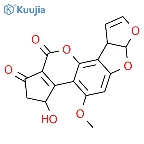 3-hydroxy-4-methoxy-2,3,6a,9a-tetrahydrocyclopenta[c]furo[3',2':4,5]furo[2,3-h]chromene-1,11-dione structure