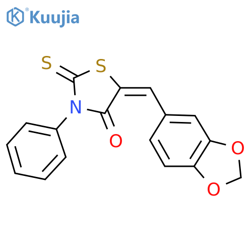 4-Thiazolidinone, 5-(1,3-benzodioxol-5-ylmethylene)-3-phenyl-2-thioxo- structure