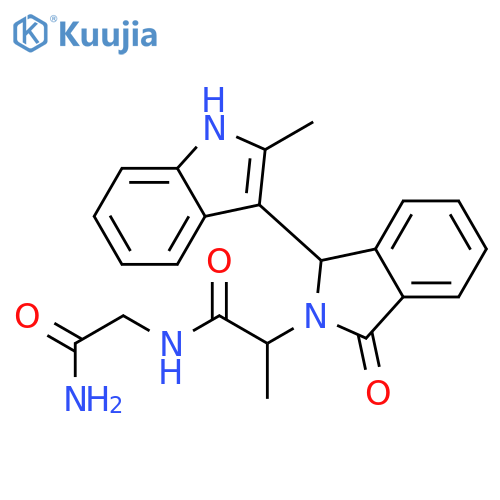 N-(2-amino-2-oxoethyl)-2-[1-(2-methyl-1H-indol-3-yl)-3-oxo-1,3-dihydro-2H-isoindol-2-yl]propanamide structure