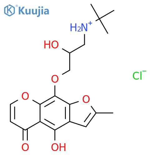 N-tert-butyl-2-hydroxy-3-[(4-hydroxy-2-methyl-5-oxo-5H-furo[3,2-g]chromen-9-yl)oxy]propan-1-aminium chloride structure