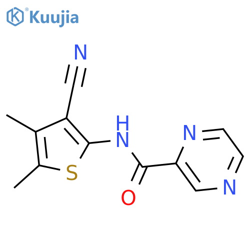 N-(3-cyano-4,5-dimethylthiophen-2-yl)pyrazine-2-carboxamide structure