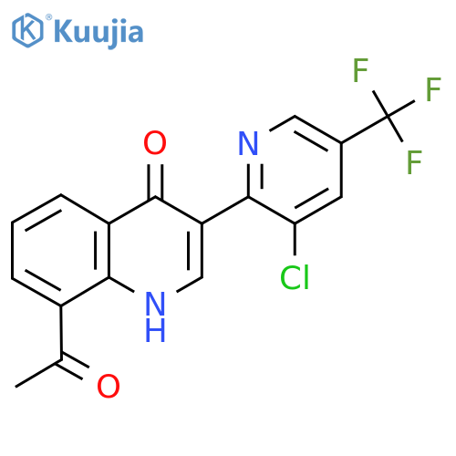8-acetyl-3-[3-chloro-5-(trifluoromethyl)-2-pyridinyl]-4(1H)-quinolinone structure