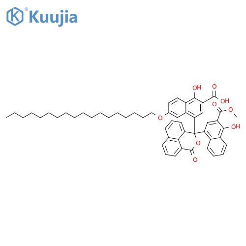1-Hydroxy-4-(1-(4-hydroxy-3-(methoxycarbonyl)-1-naphthalenyl)-3-oxo-1H,3H-naphtho(1,8-cd)pyran-1-yl)-6-(octadecyloxy)-2-naphthalenecarboxylic acid structure