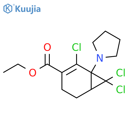 Bicyclo[4.1.0]hept-2-ene-3-carboxylic acid,2,7,7-trichloro-1-(1-pyrrolidinyl)-, ethyl ester structure