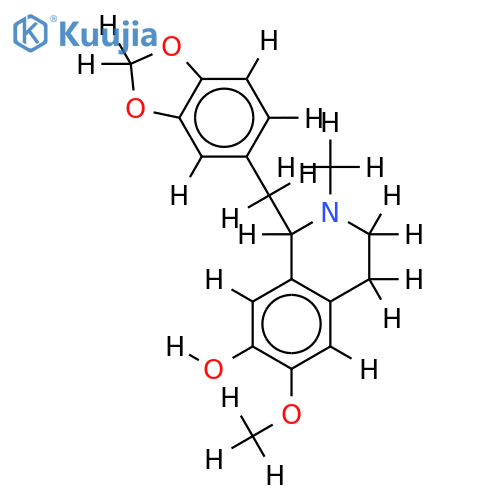 (+-)-1,2,3,4-Tetrahydro-7-hydroxy-6-methoxy-2-methyl-1-(3',4'-methylendioxybenzyl)isoquinoline structure