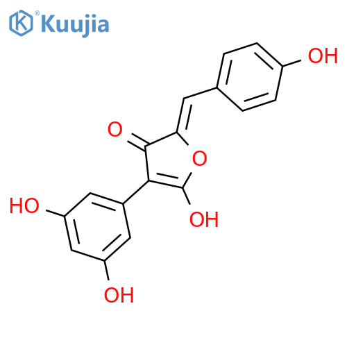 (2Z)-4-(3,5-dihydroxyphenyl)-5-hydroxy-2-[(4-hydroxyphenyl)methylidene]furan-3(2H)-one structure