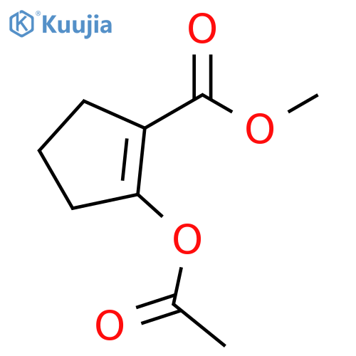 1-Cyclopentene-1-carboxylic acid, 2-(acetyloxy)-, methyl ester structure