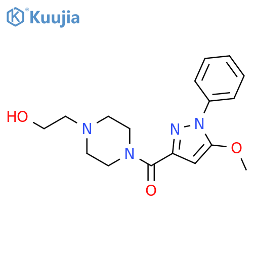 1-Piperazineethanol, 4-[(5-methoxy-1-phenyl-1H-pyrazol-3-yl)carbonyl]- structure