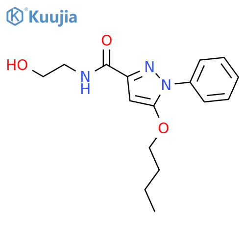 1H-Pyrazole-3-carboxamide, 5-butoxy-N-(2-hydroxyethyl)-1-phenyl- structure