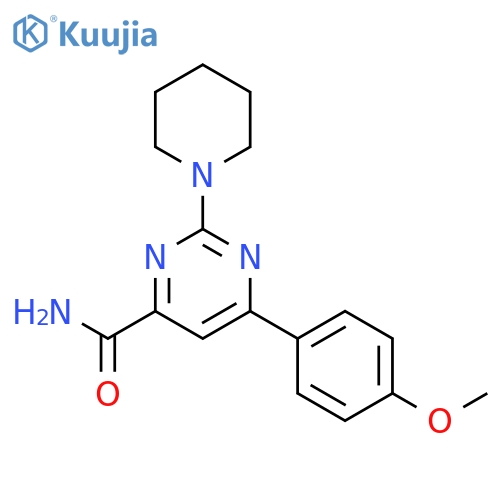 4-PYRIMIDINECARBOXAMIDE, 6-(4-METHOXYPHENYL)-2-(1-PIPERIDINYL)- structure