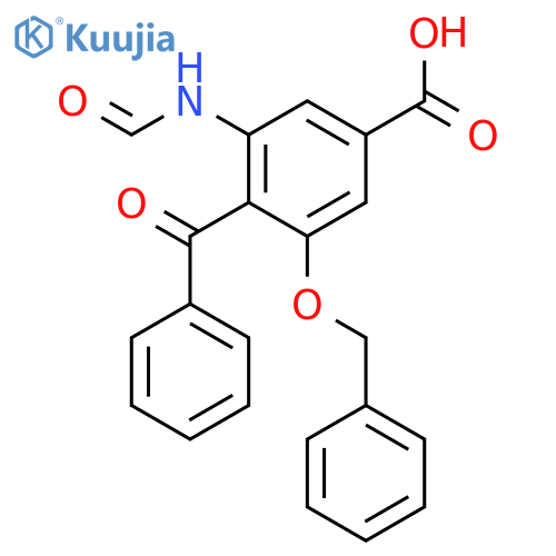 Benzoic acid, 4-benzoyl-3-(formylamino)-5-(phenylmethoxy)- structure