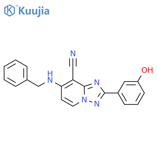 [1,2,4]Triazolo[1,5-a]pyridine-8-carbonitrile,2-(3-hydroxyphenyl)-7-[(phenylmethyl)amino]- structure