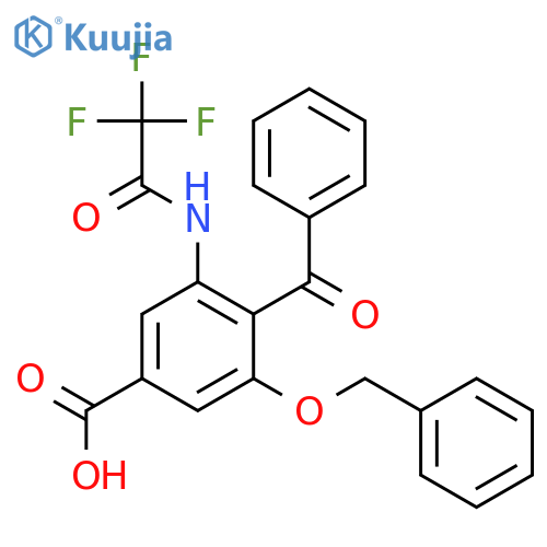 Benzoic acid, 4-benzoyl-3-(phenylmethoxy)-5-[(trifluoroacetyl)amino]- structure