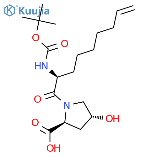 (2S,4R)-4-Hydroxy-1-[(2S)-2-[(2-methylpropan-2-yl)oxycarbonylamino]non-8-enoyl]pyrrolidine-2-carboxylic acid structure
