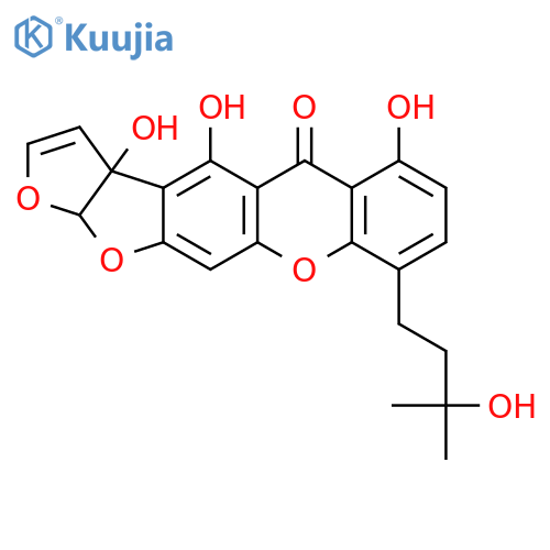 5H-Furo[3',2':4,5]furo[3,2-b]xanthen-5-one,3a,12a-dihydro-3a,4,6-trihydroxy-9-(3-hydroxy-3-methylbutyl)-, (3aR,12aR)-(9CI) structure