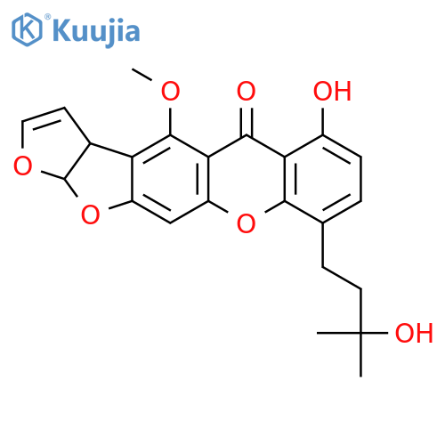 5H-Furo[3',2':4,5]furo[3,2-b]xanthen-5-one,3a,12a-dihydro-6-hydroxy-9-(3-hydroxy-3-methylbutyl)-4-methoxy-, (3aS,12aR)-(9CI) structure