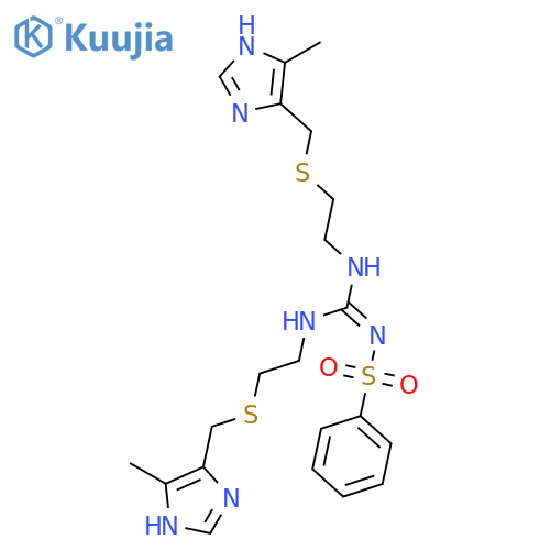 Benzenesulfonamide,N-[bis[[2-[[(5-methyl-1H-imidazol-4-yl)methyl]thio]ethyl]amino]methylene]- structure