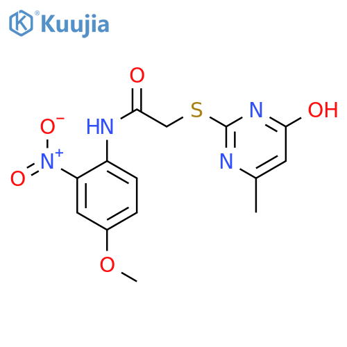 <br>2-(4-Hydroxy-6-methyl-pyrimidin-2-ylsulfanyl)-N-(4-methoxy-2-nitro-phenyl)- acetamide structure