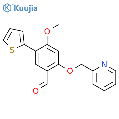 Benzaldehyde, 4-methoxy-2-(2-pyridinylmethoxy)-5-(2-thienyl)- structure
