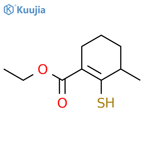 1-Cyclohexene-1-carboxylic acid, 2-mercapto-3-methyl-, ethyl ester structure
